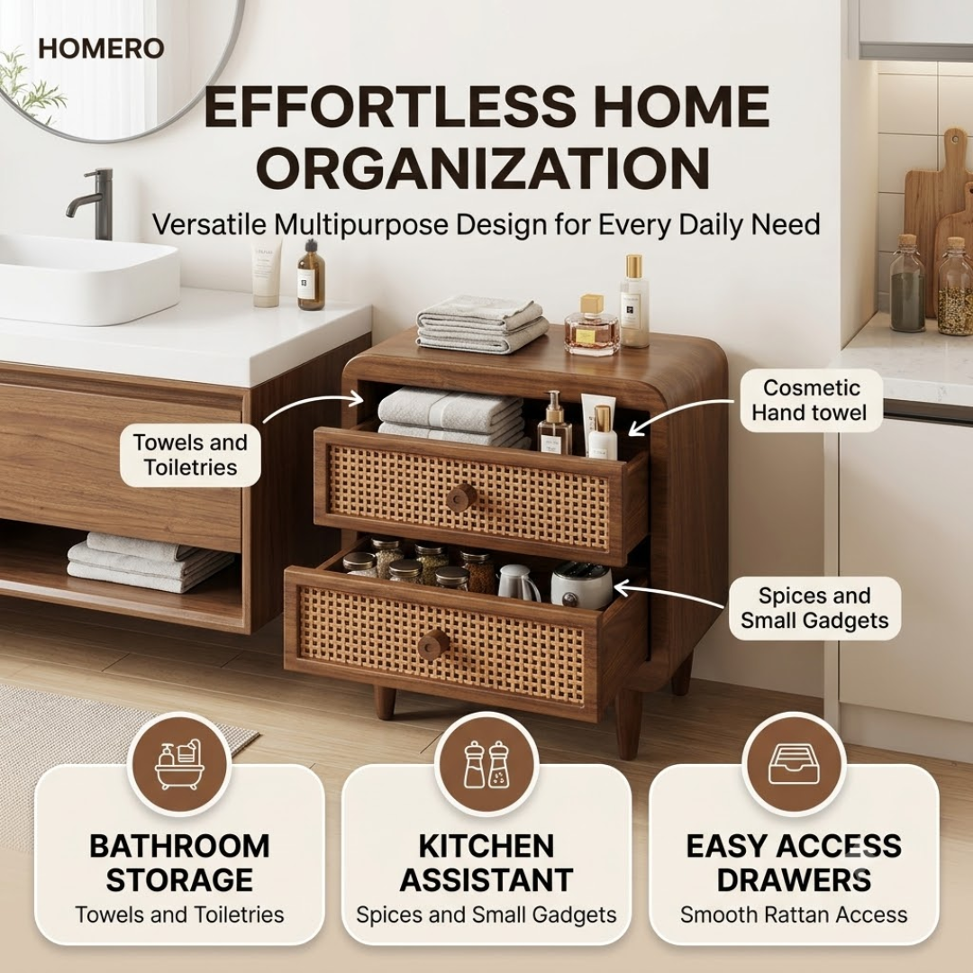 Modern Two Drawer Solid Wood Multipurpose Organizer