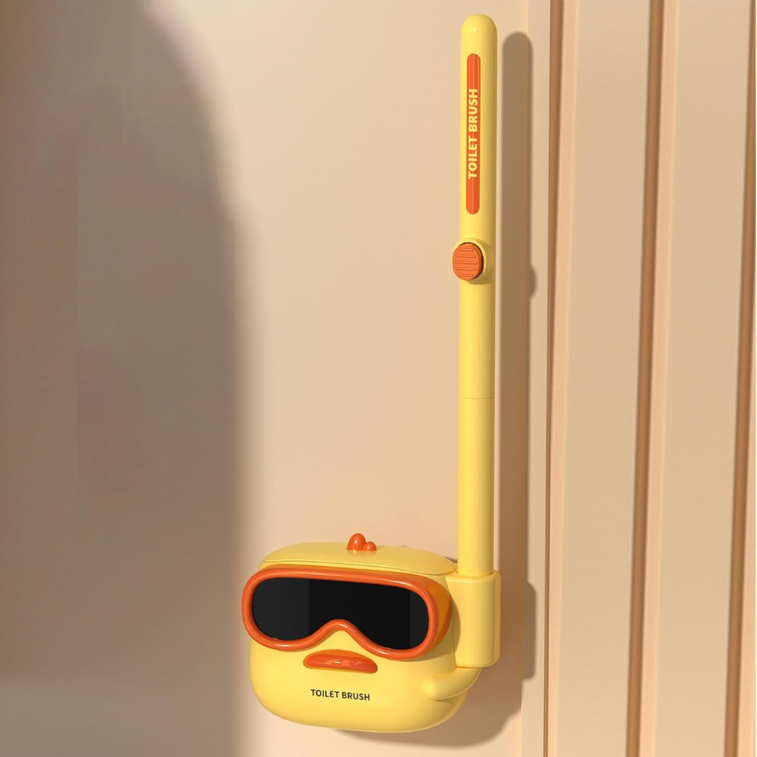 Duck Shape Wall Mounted Toilet Cleaning Brush with 6 Replaceable Sponge Heads