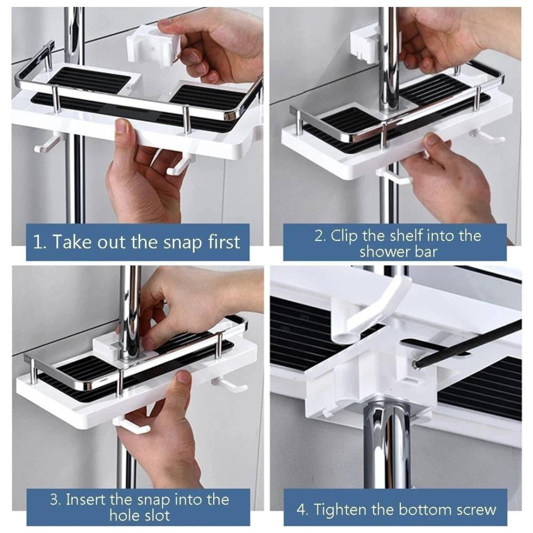 Adjustable Bathroom Storage Shelf Organizer with Drain Design