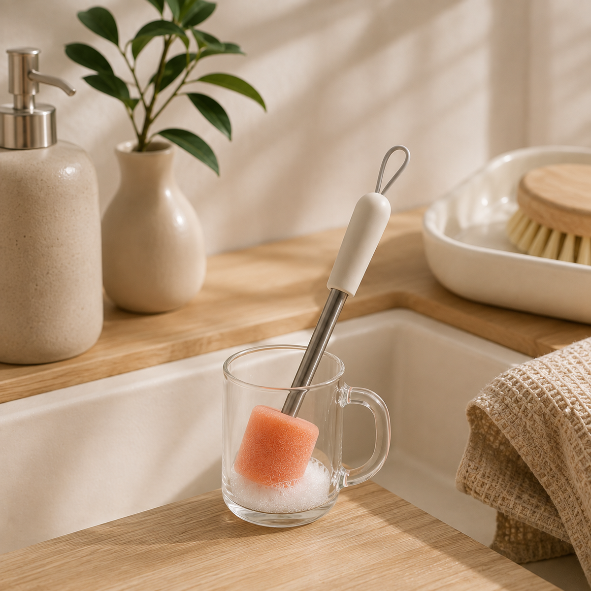 3 in 1 Telescopic Cup Cleaning Brush Set with Storage Case