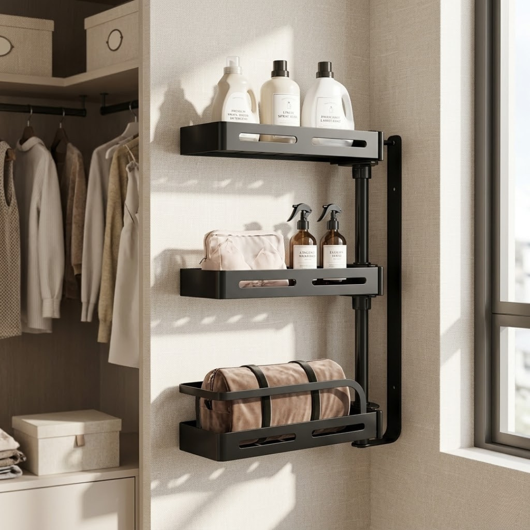 180° Rotating Wall Mounted Shelf Adjustable Corner Spice Rack