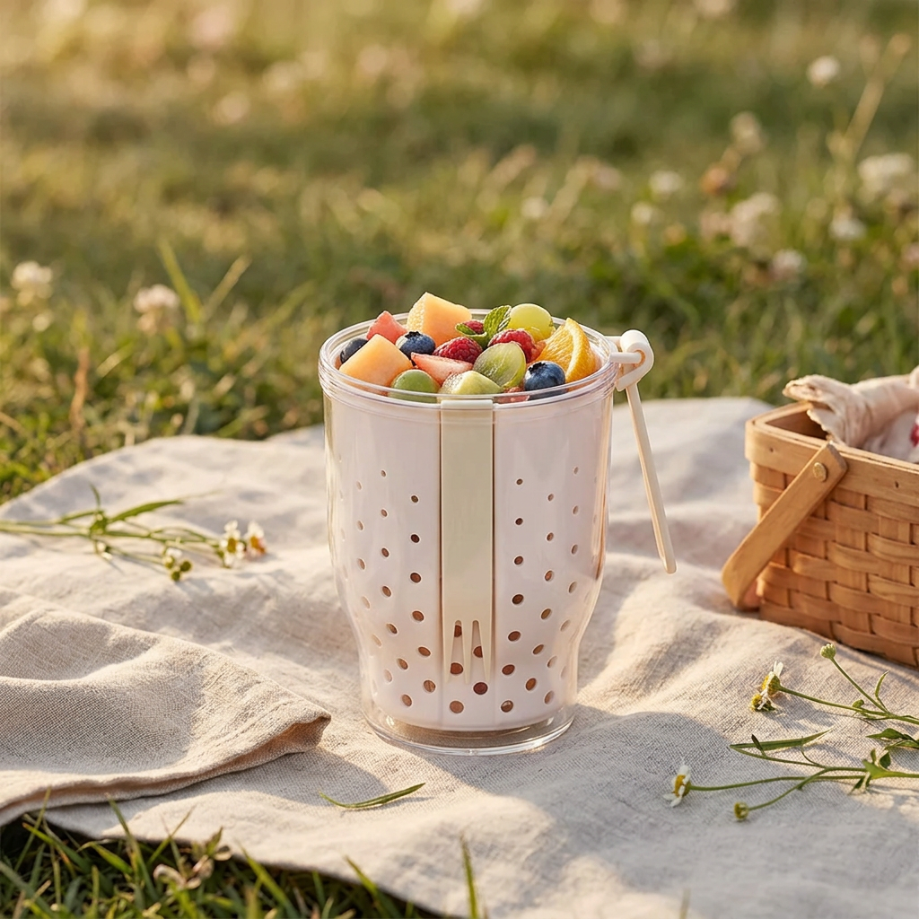 Multi Functional Travel Fruit Storage Cup With Fork - 760ML Capacity
