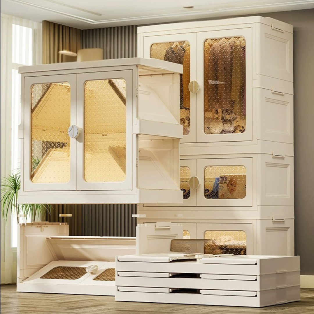 Premium Build Quality Foldable Storage Cabinet Wardrobe with Wheels