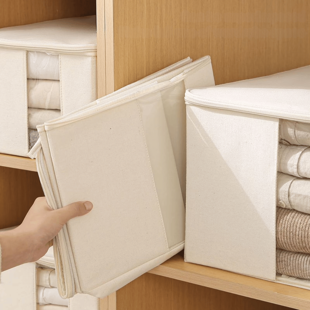 Premium Fabric Clothing Storage Organizer with Clear Window