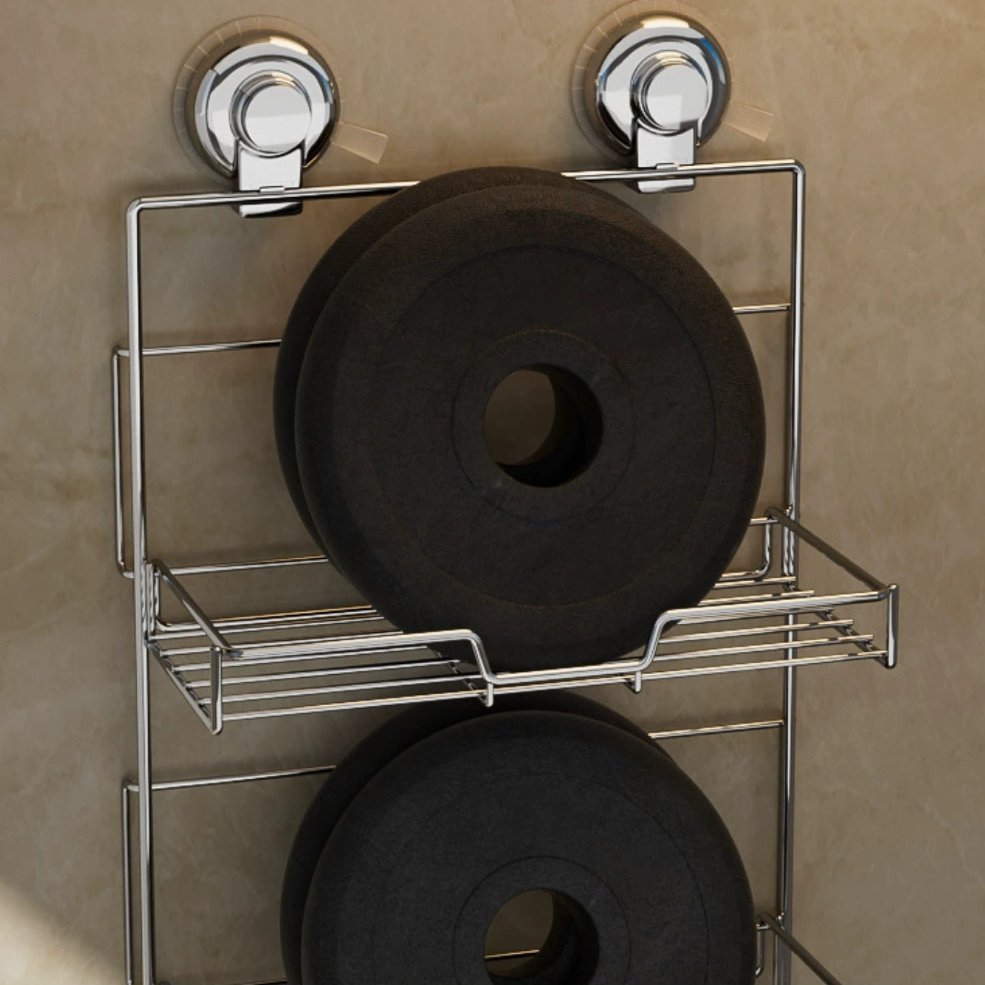 HOMERO Multi-Functional Double Layer Stainless Steel Suction Cup Shelf Organizer