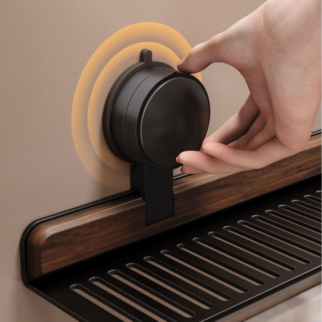 Homero Modern Walnut Faucet Rack Organizer With Drain Shelf