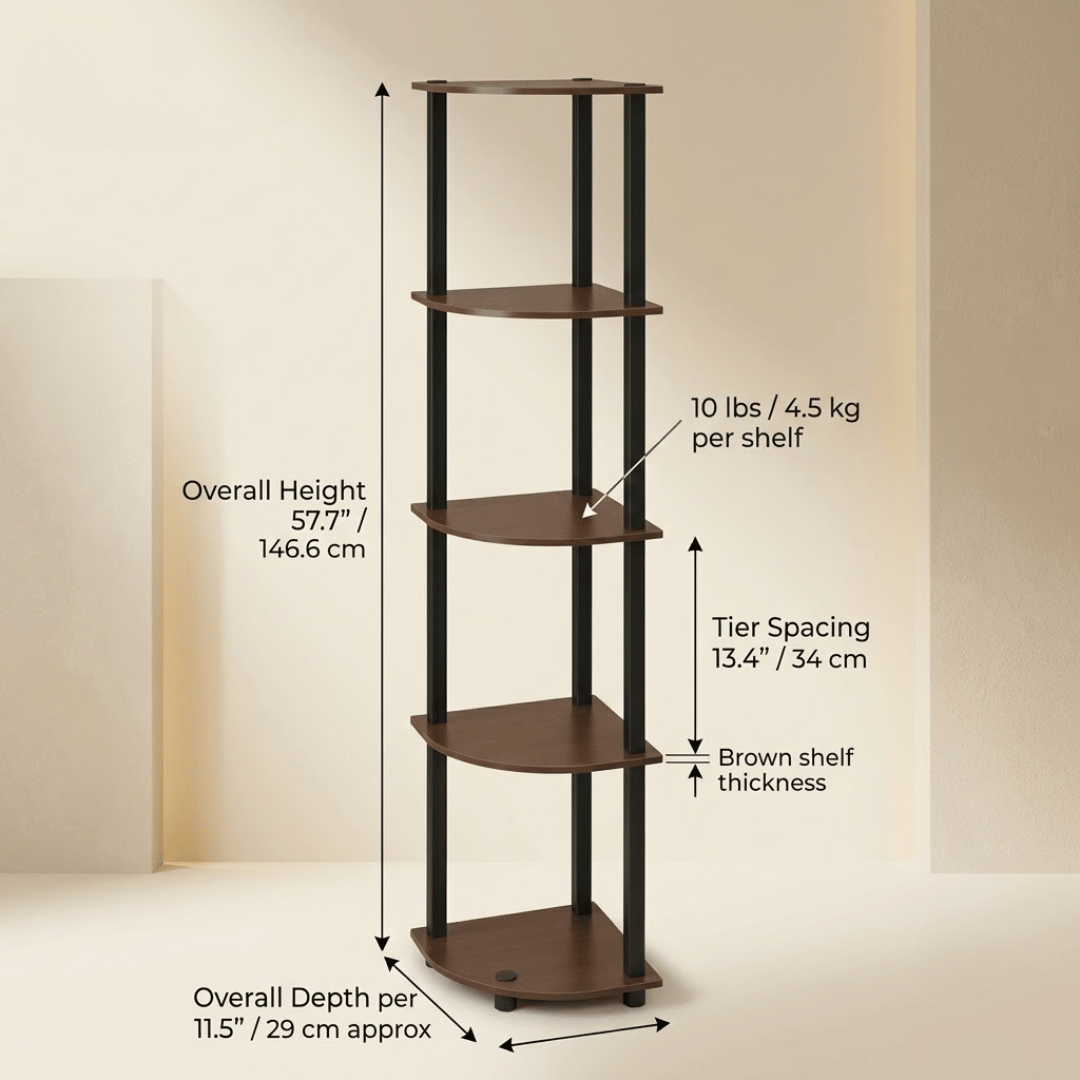 5-Tier Multipurpose Corner Storage Display Shelf