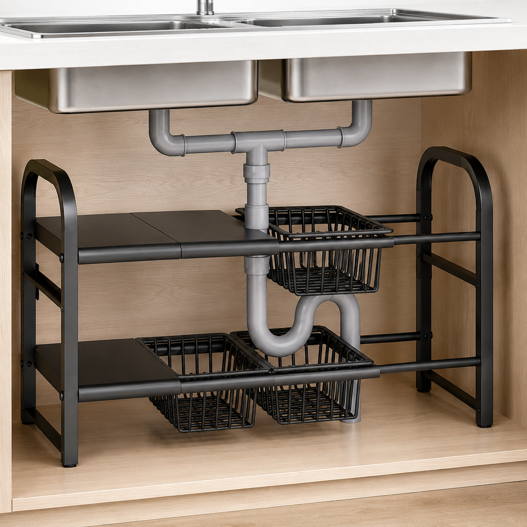 Homero 2 Layer Expandable Under Sink Storage Rack