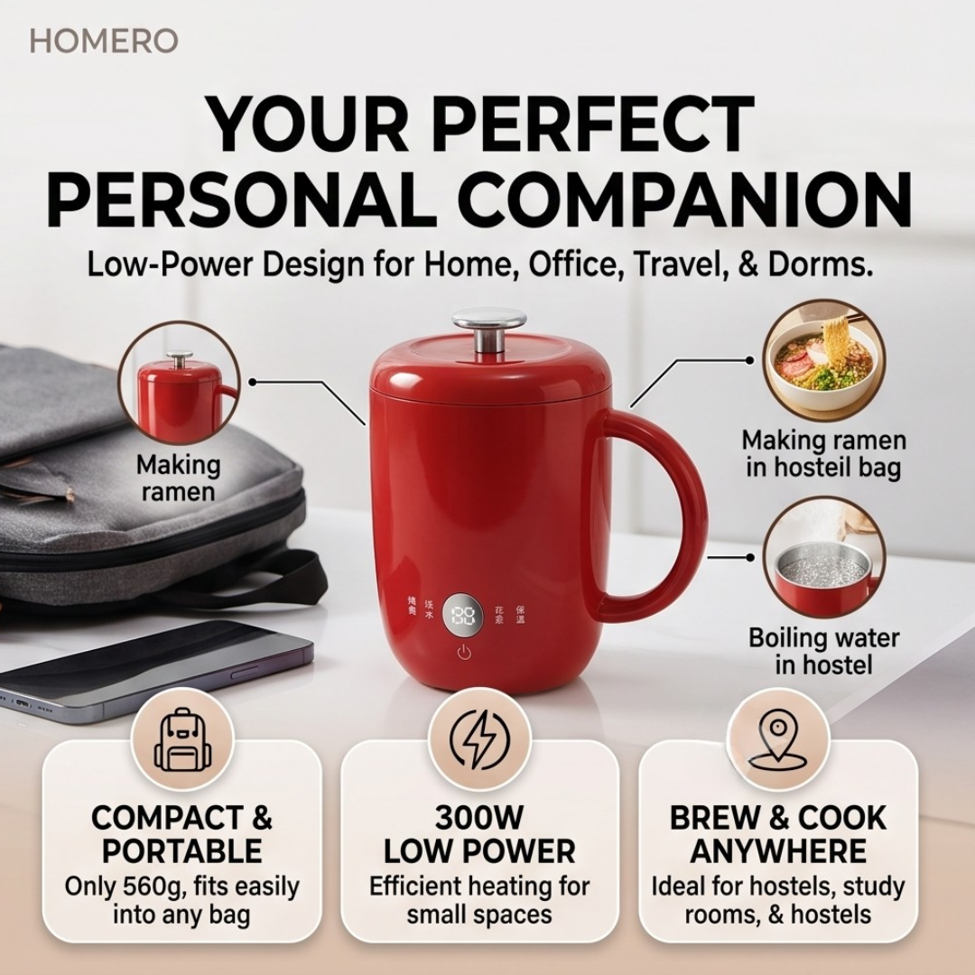 Portable Electric Water Heating Cup with Tea Infuser - 600ml Capacity