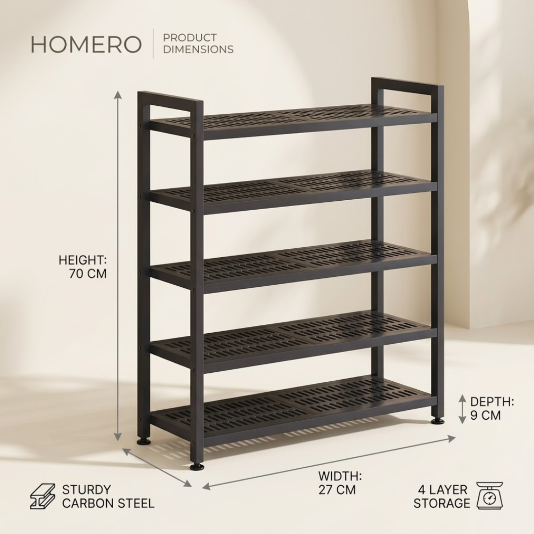 5-Layer Shoe Organizer Rack with Sturdy Carbon Steel Frame