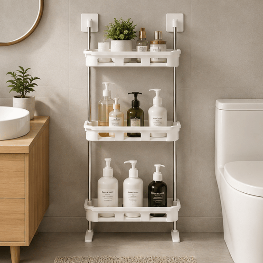 Multipurpose 3 Tier Storage Shelf with Hooks