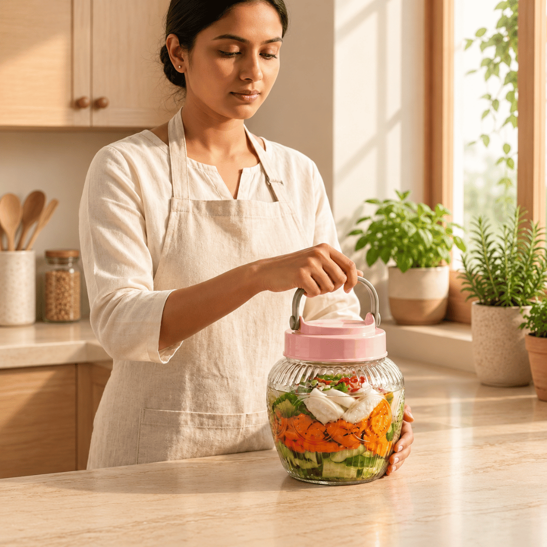 Homero Multi-Use Glass Jar with Handle and Airtight Lid Set of 3