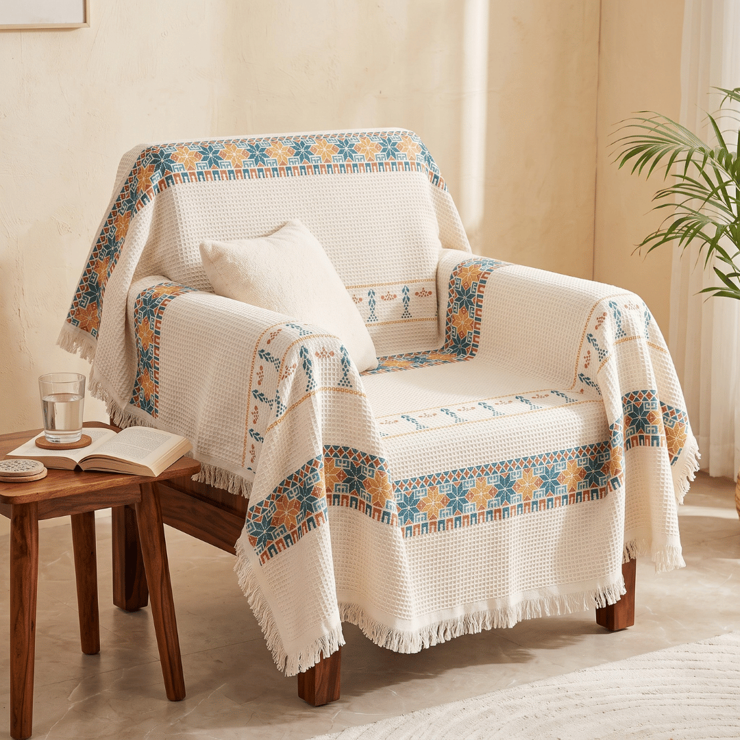 Premium Multipurpose Chenille Sofa Cover with Decorative Tassels