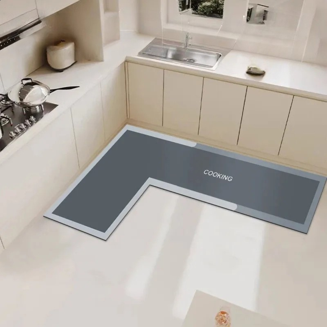 L-Shaped Water Absorbing Mat with Anti-Slip Design