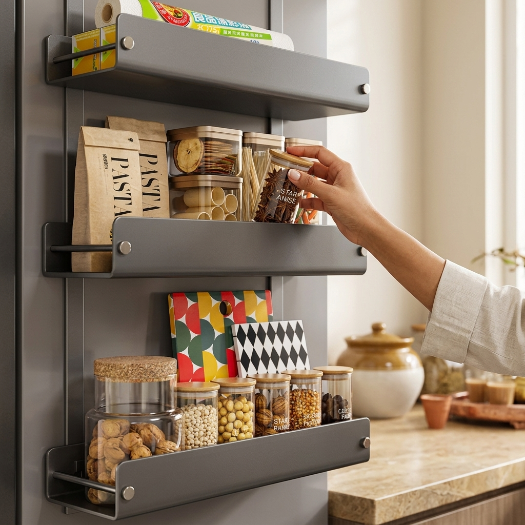 Multi-Layer Carbon Steel Refrigerator Side Storage Rack
