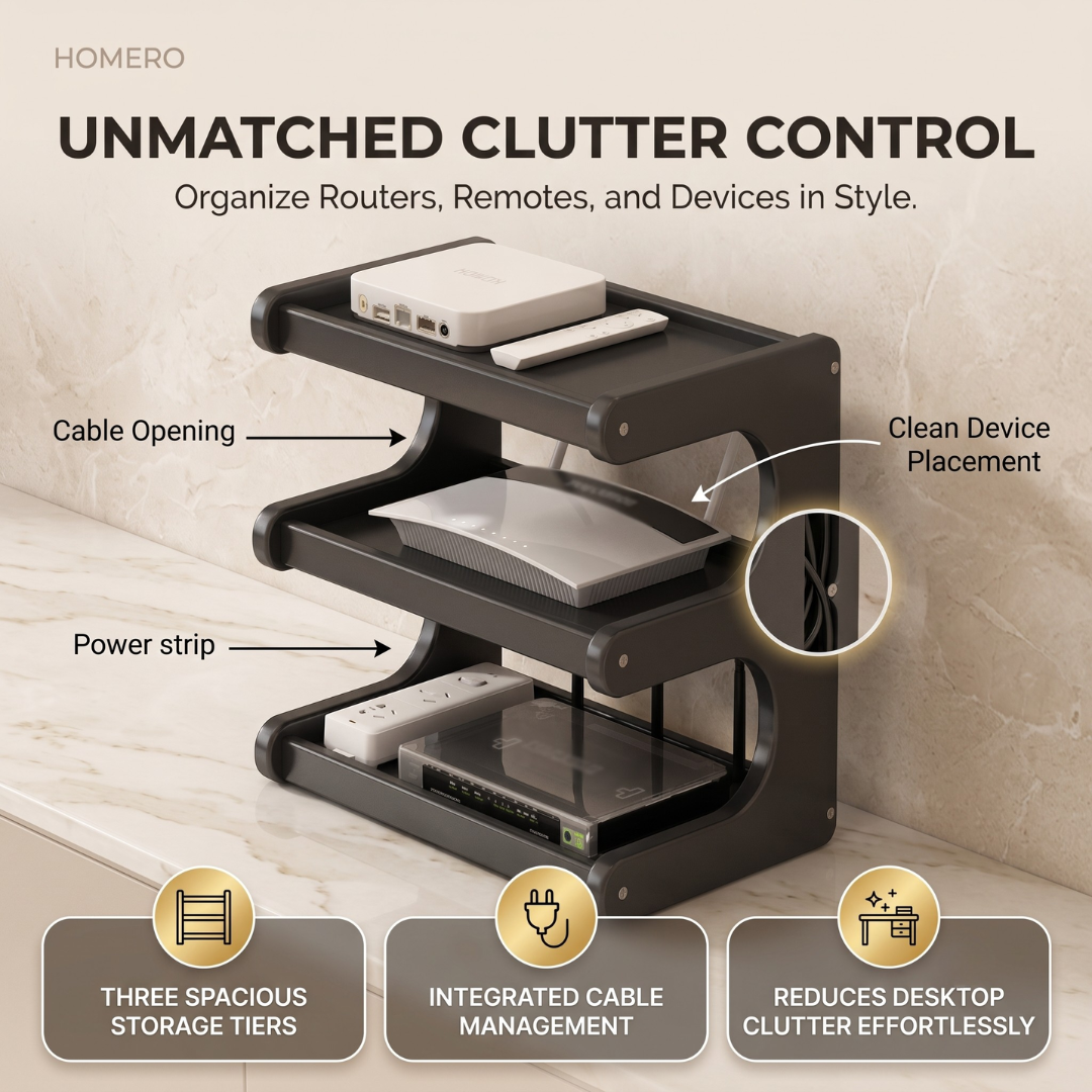 Multipurpose Wooden Router and Storage Rack