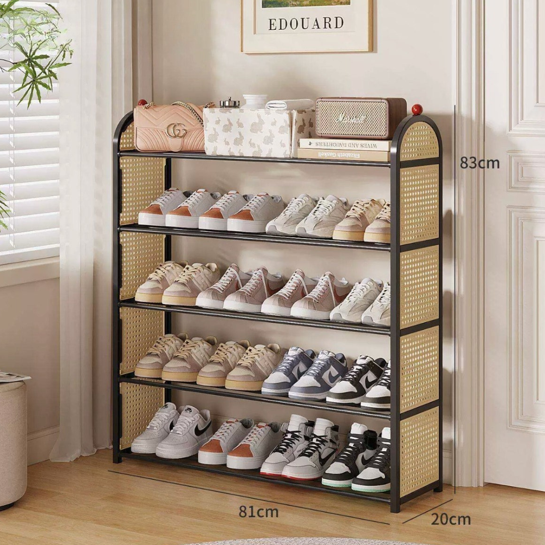 5 Tier Shoe Storage Cabinet with Decorative Top Shelf