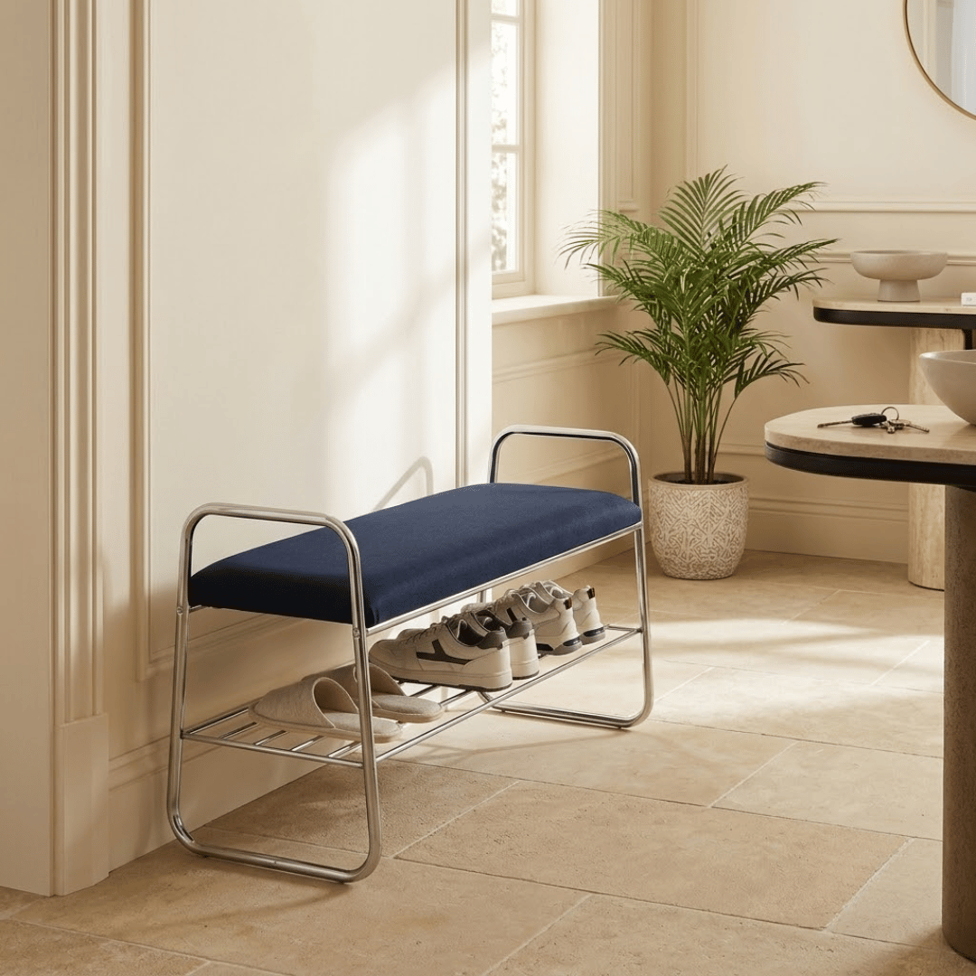 Premium Metal Shoe Rack Bench with Comfortable Cushioned Seat