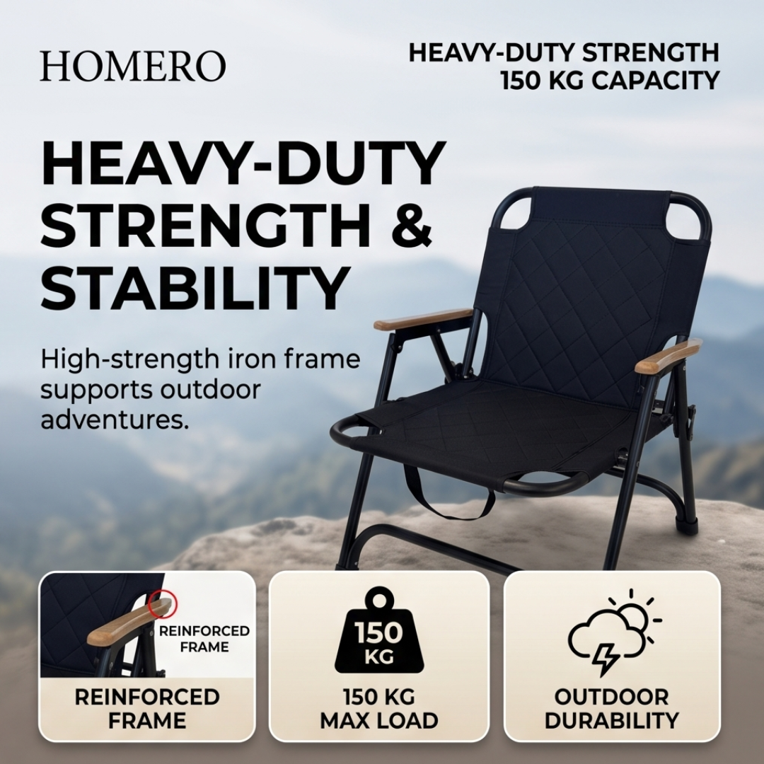 Ergonomic Folding Wide Padded Comfortable Camping Chair