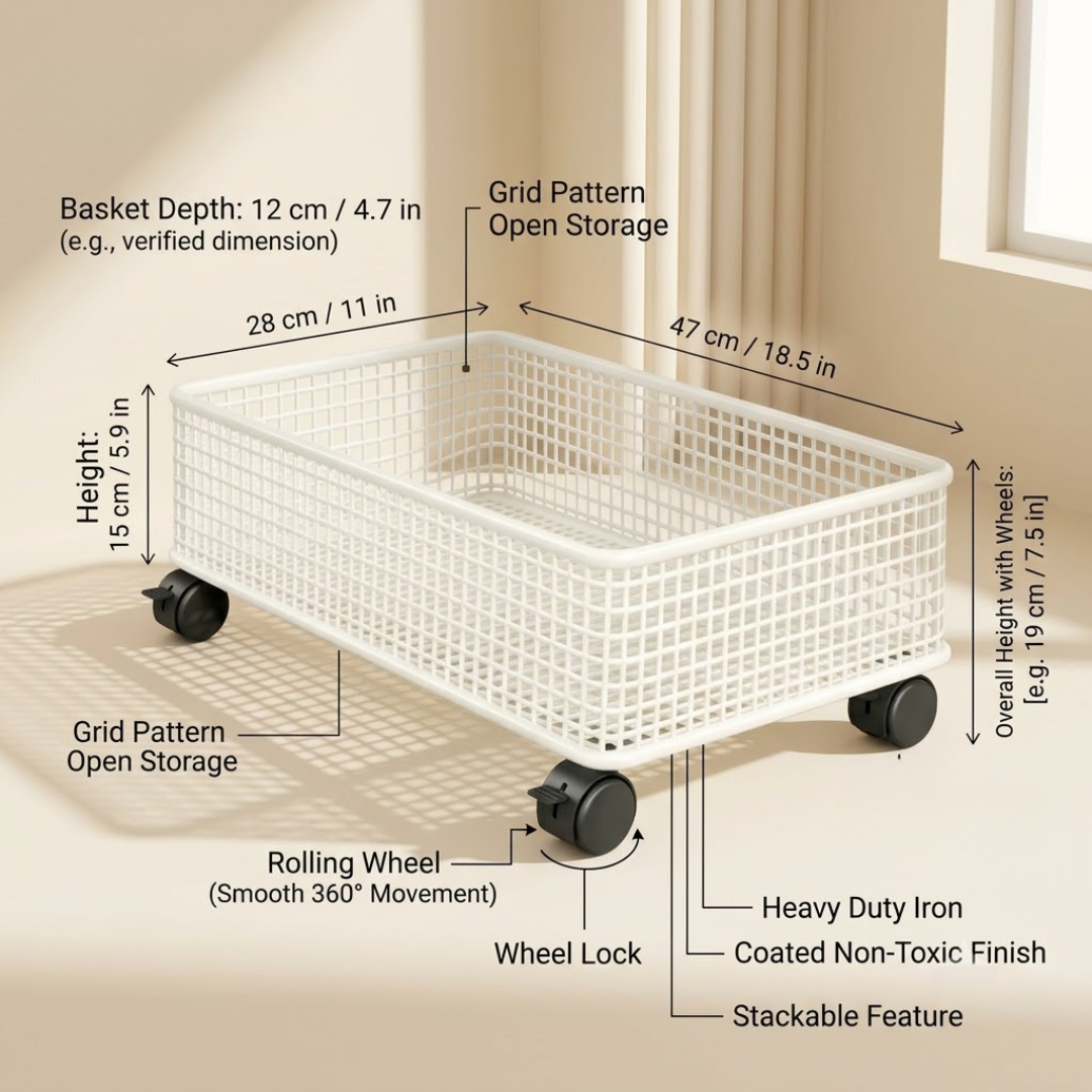 Multi-Purpose Heavy Duty Iron Rolling Storage Cart with Wheels