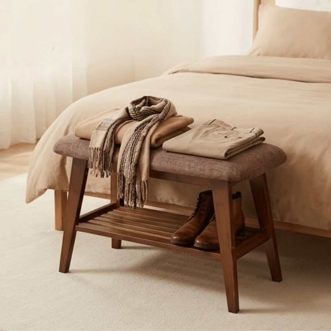 Elegant Bamboo Shoe Rack Bench with Cushioned Seating Storage