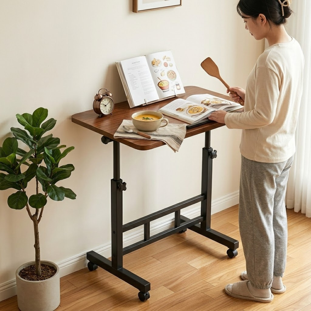 Multi-Use Height Adjustable Rolling Laptop Table with Wheels