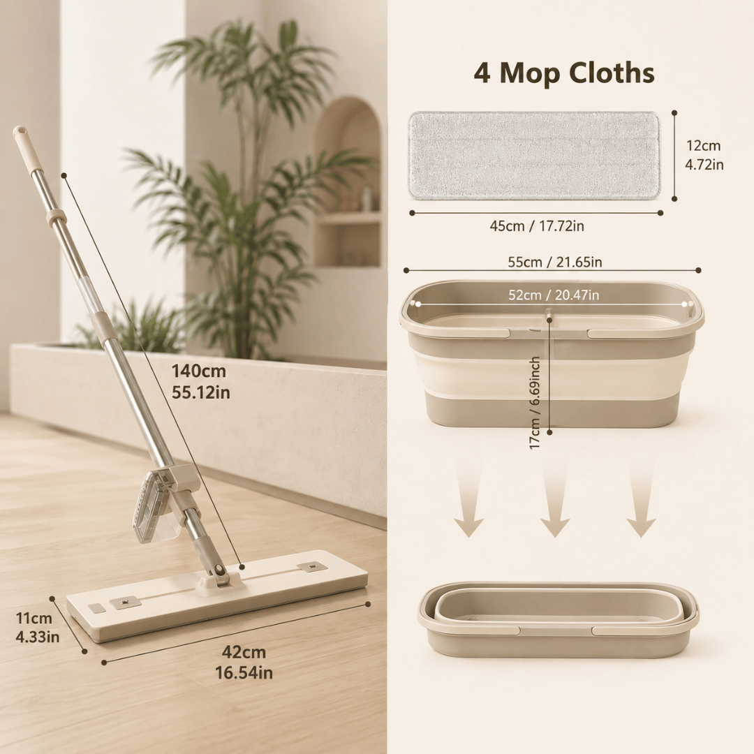 Homero 360° Self Cleaning Microfiber Floor Mop with Folding Bucket Set