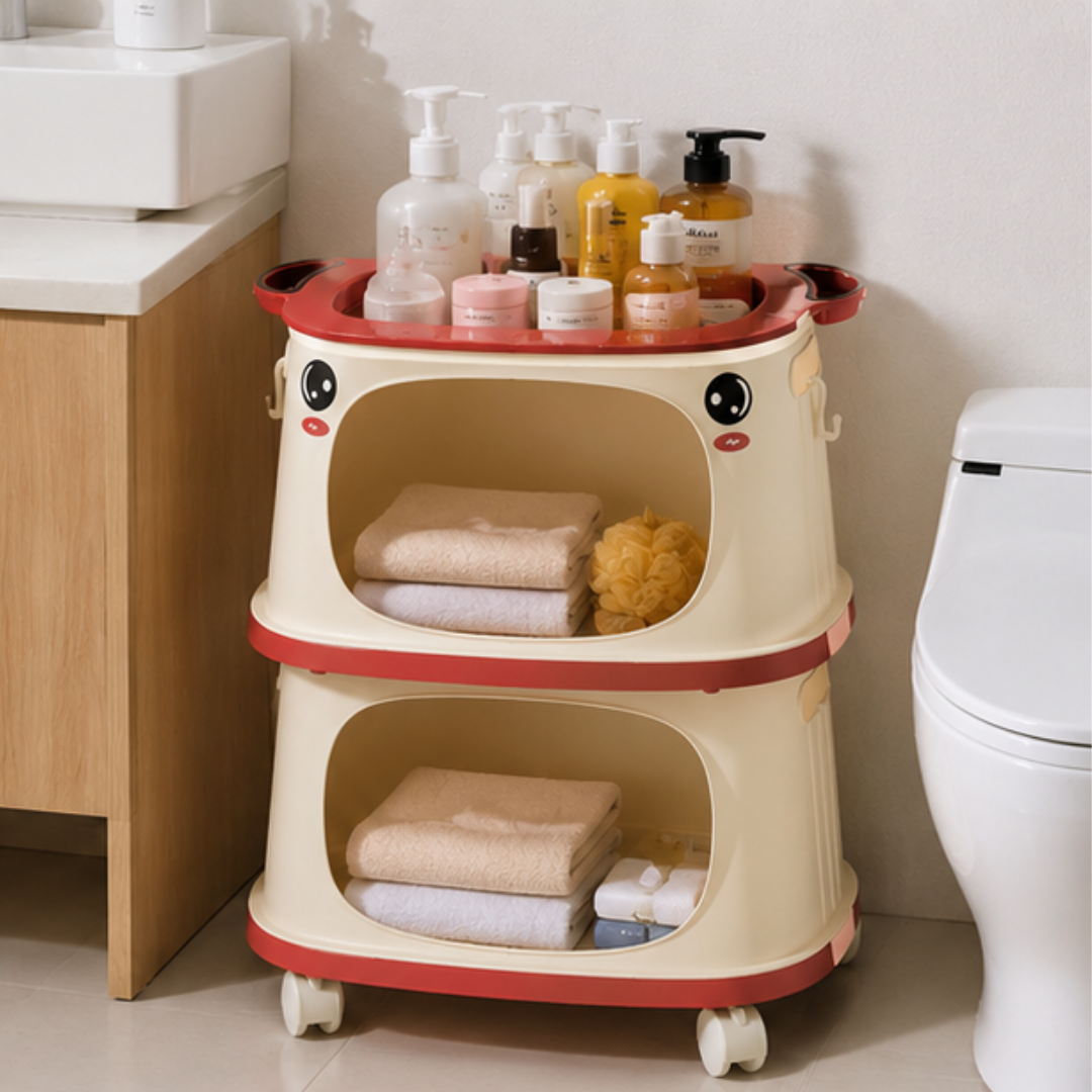 Cute Cartoon Multipurpose Storage Rack with Wheels