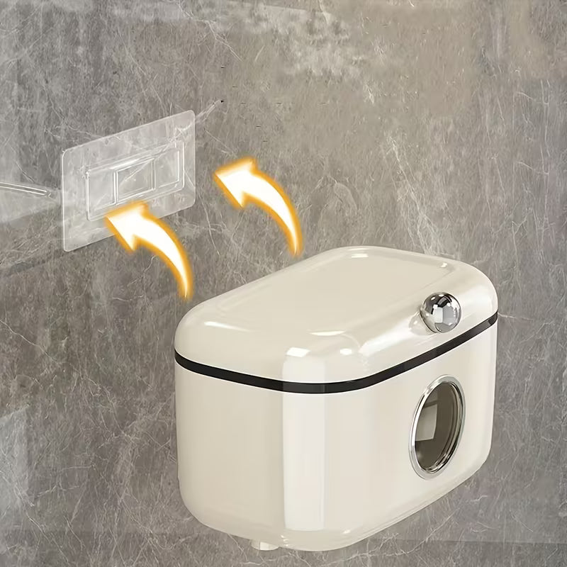 Stylish Wall Mounted Bathroom Tissue Box with Sliding Cover and Towel Holder