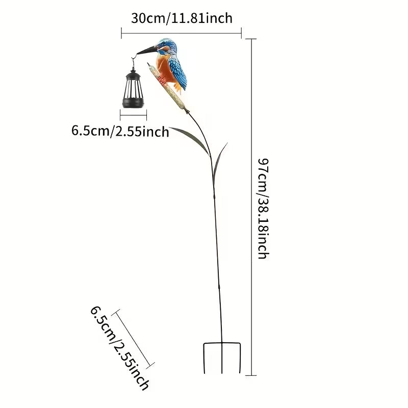 Decorative Outdoor Solar Kingfisher Garden Lantern