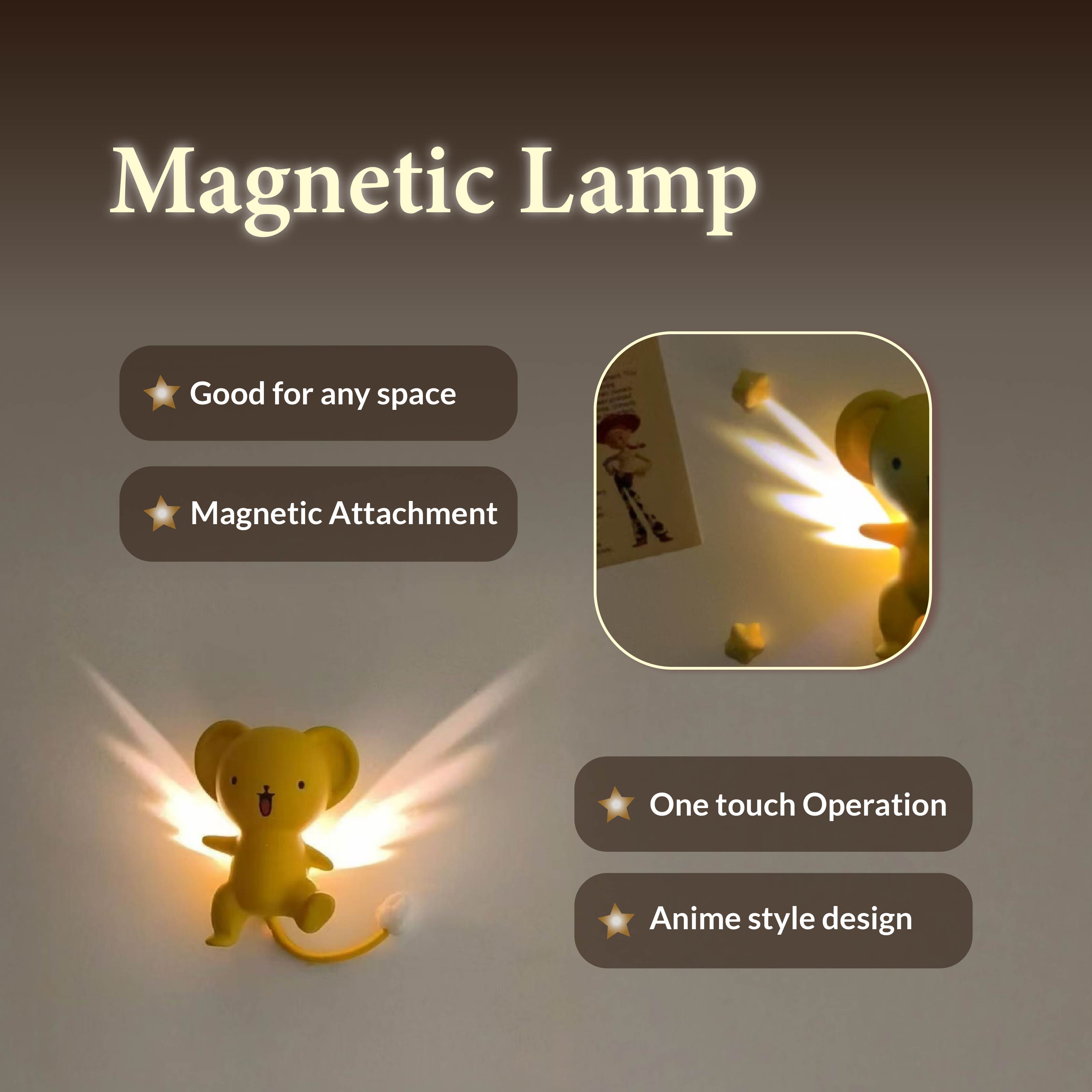 Cute Anime Magnetic Lamp with Illuminated Wings