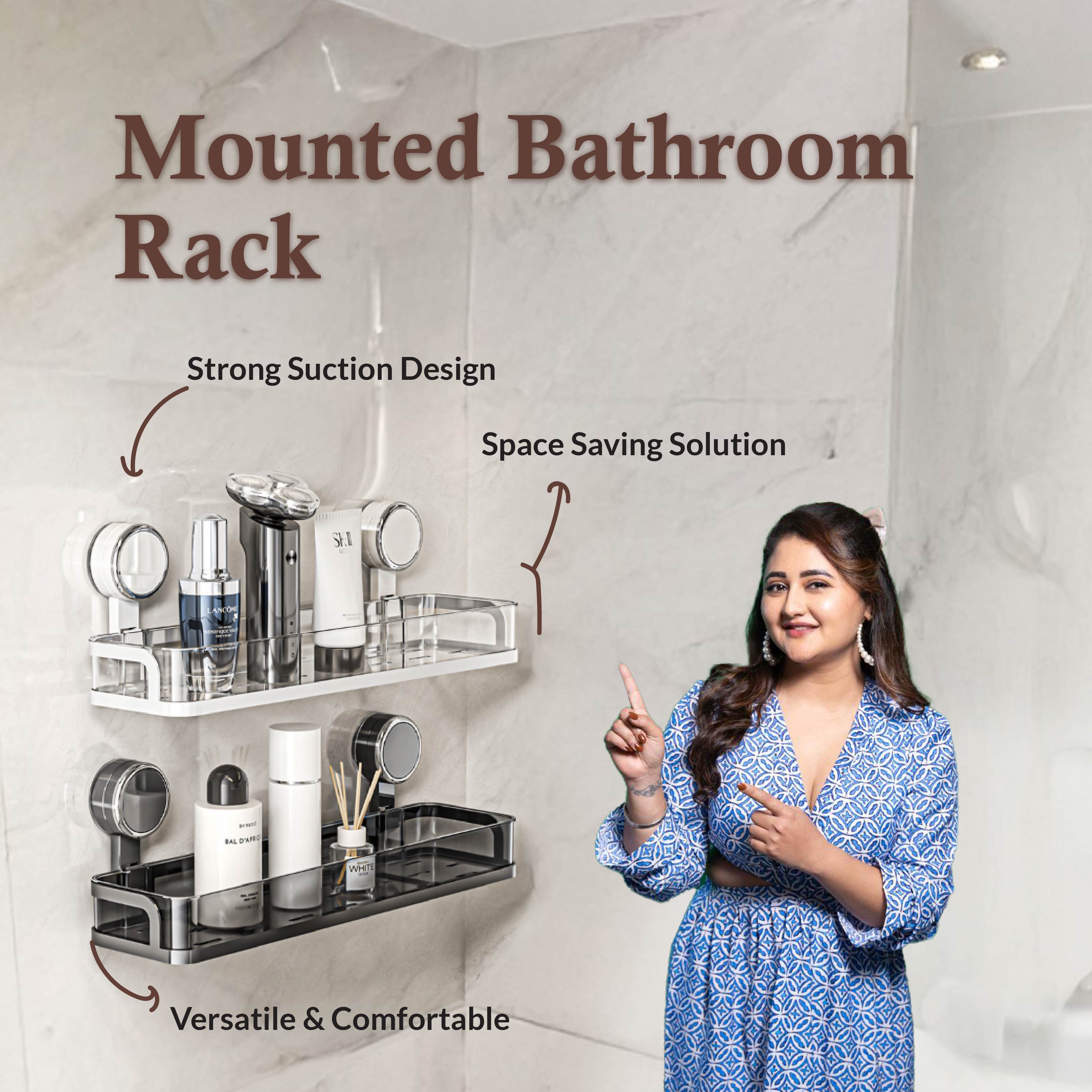 Multipurpose Suction Cup Wall Mounted Bathroom Rack