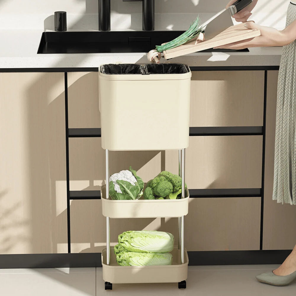 Multi Layer Dry Wet Separation Storage Cart with Wheels