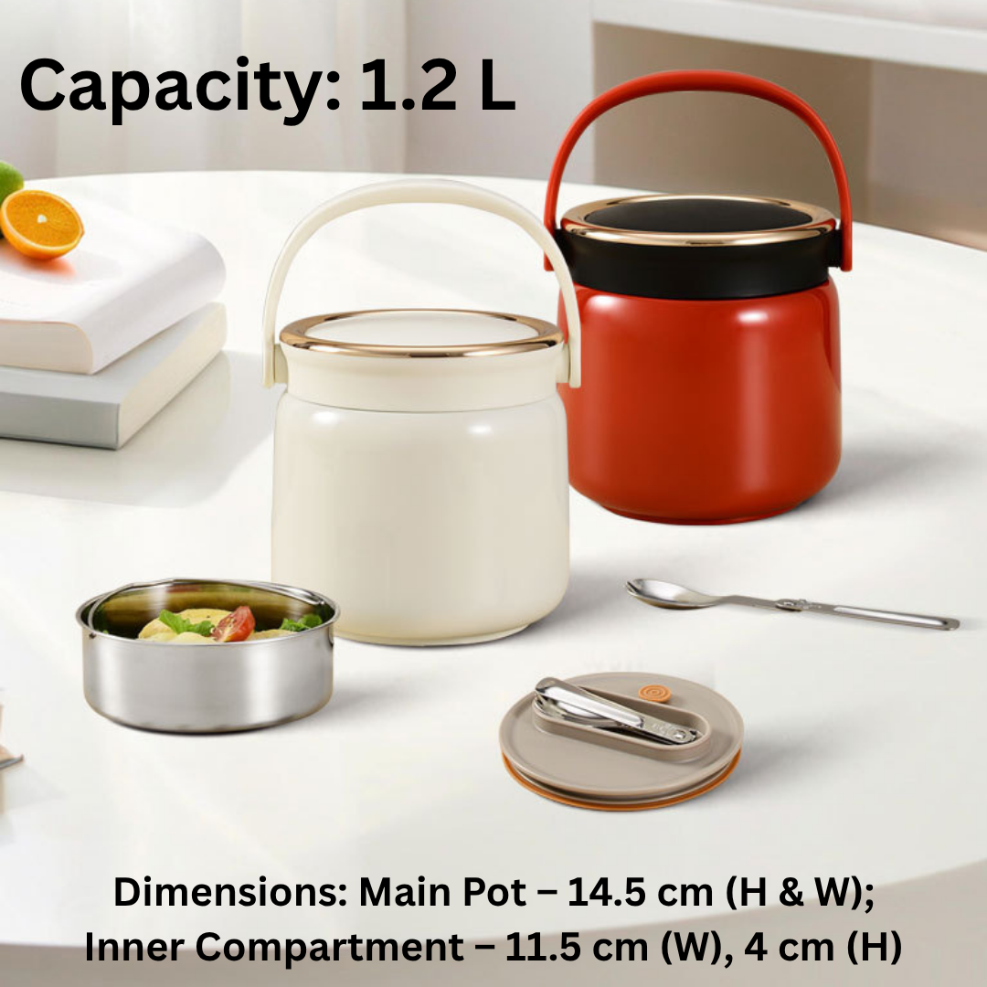 HOMERO Premium Insulated 6-Layer Stainless Steel Lunch Box - 1.2L Design