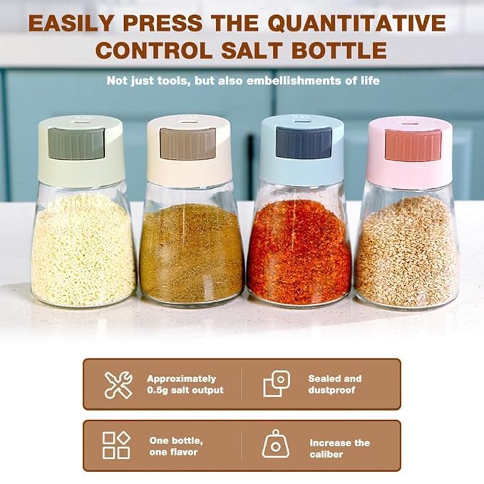 Multi-Purpose Transparent Spice Storage Bottle with Press Lid