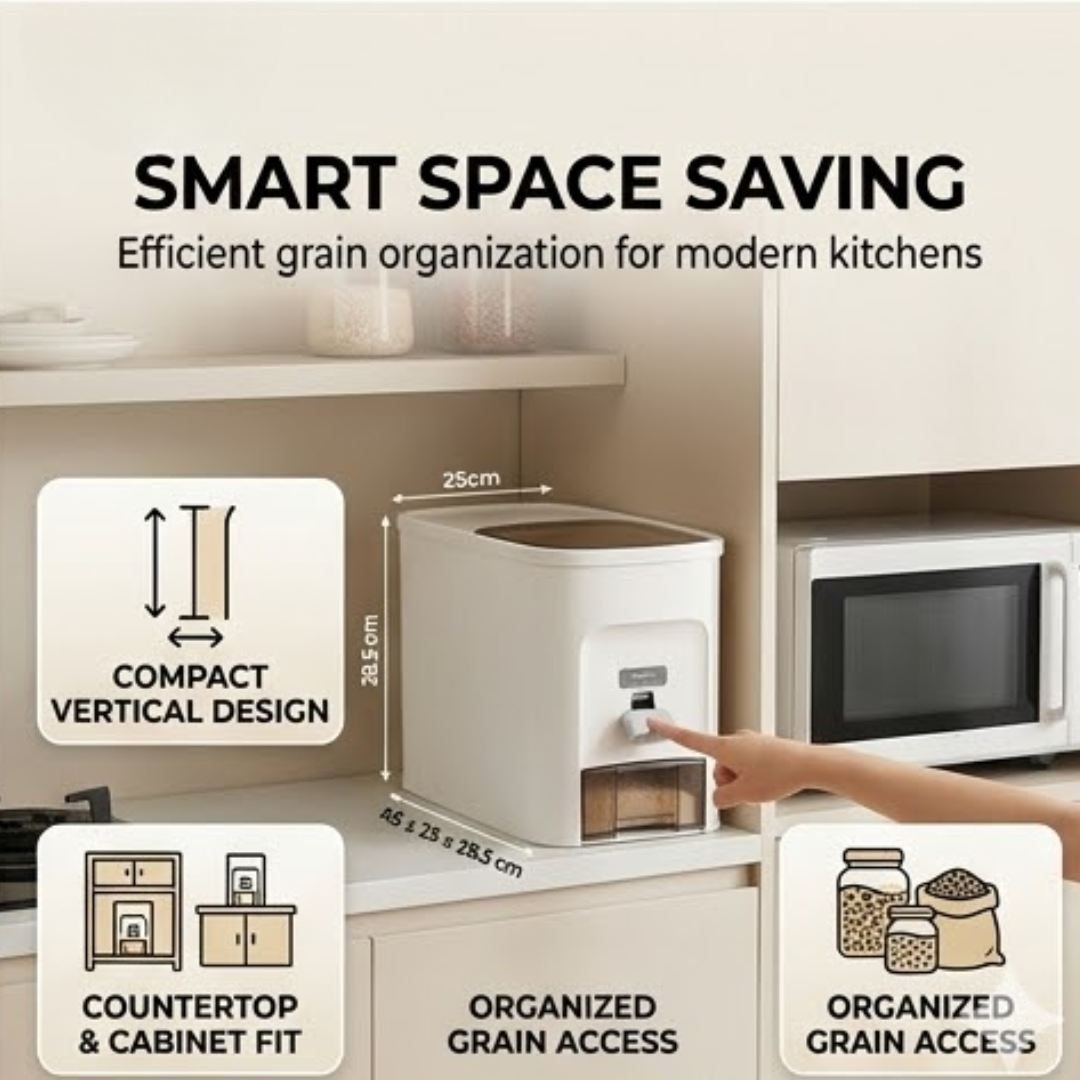 Airtight Quantitative Rice Storage Container with One Touch Dispenser (10kg)