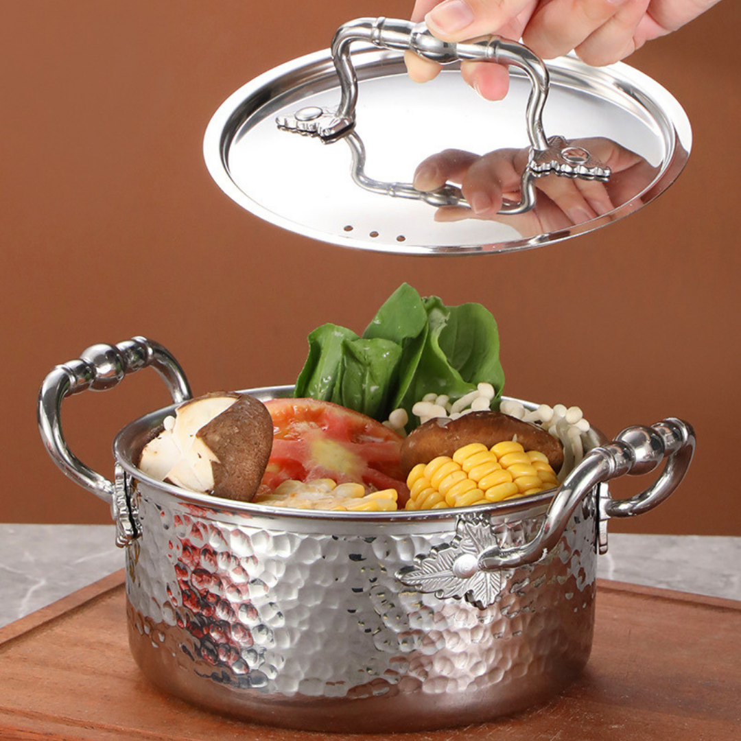 Premium Stainless Steel Hammer Pattern Hot Pot
