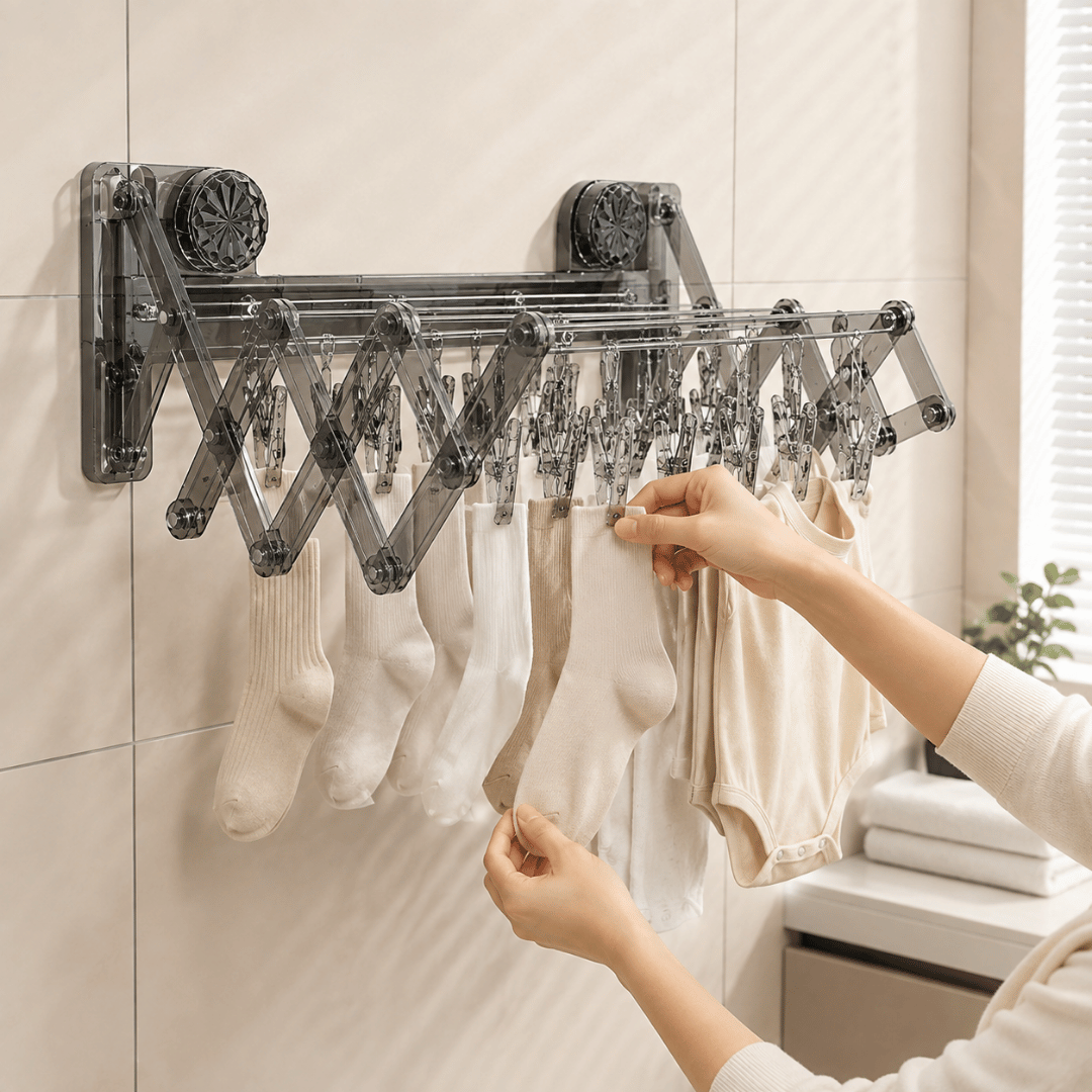 Homero Foldable Sock Drying Rack with Suction Cup Space Saving Design