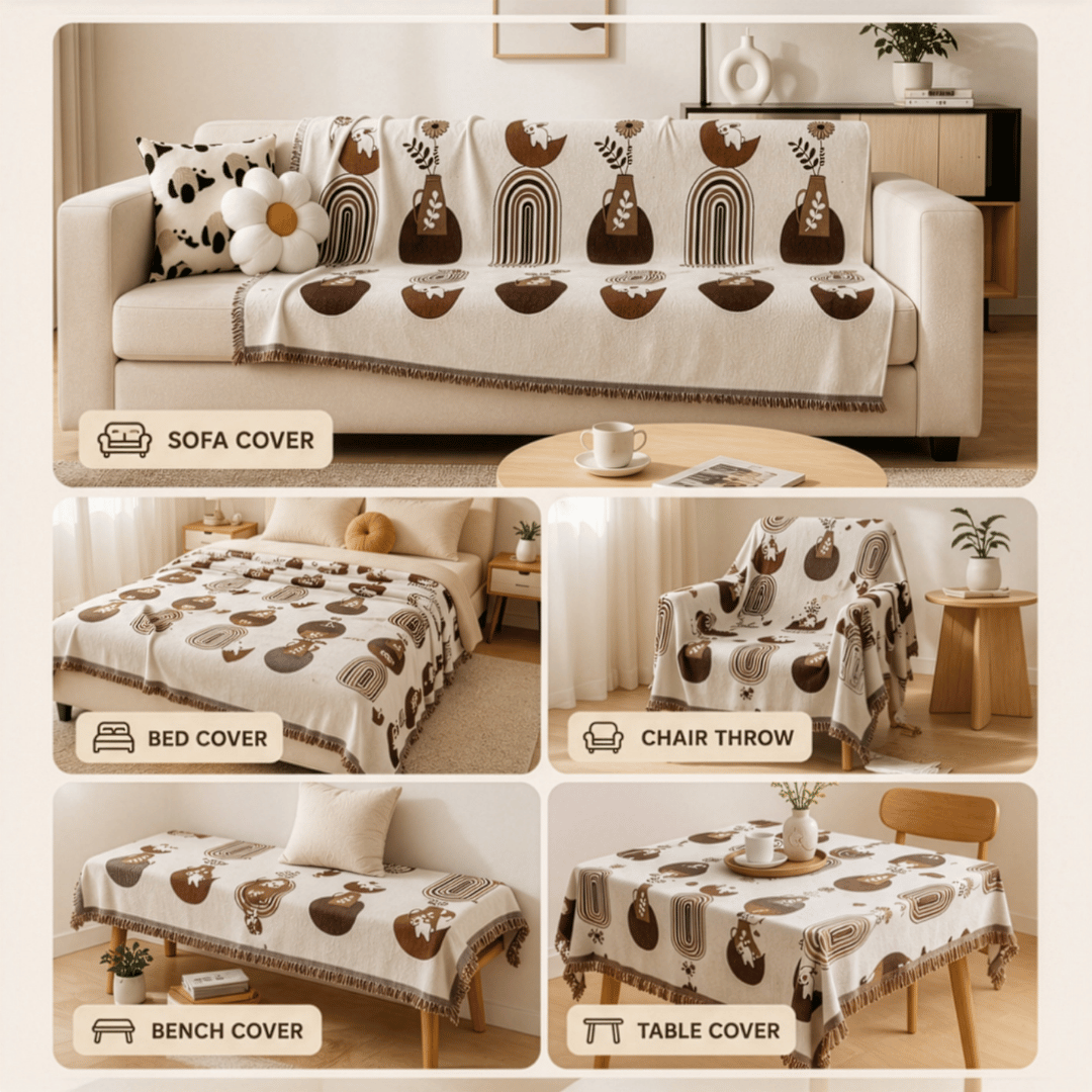 Premium Decorative Living Room Throw Blanket Chenille Sofa Cover