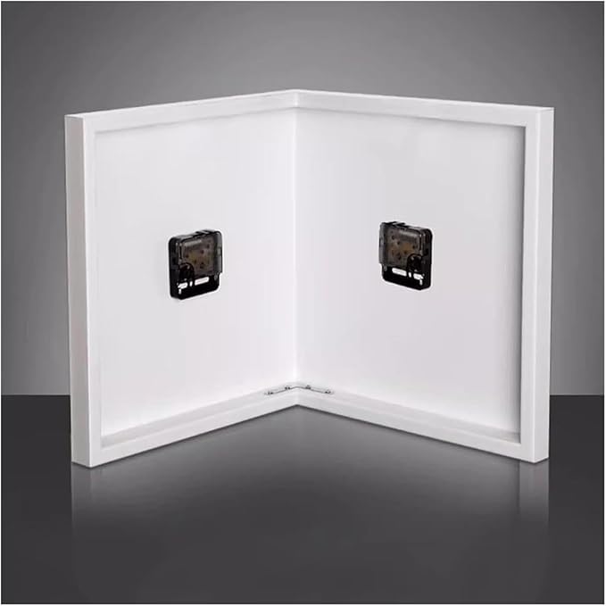 Double Sided Corner Silent Illuminated Hybrid Wall Clock (White)