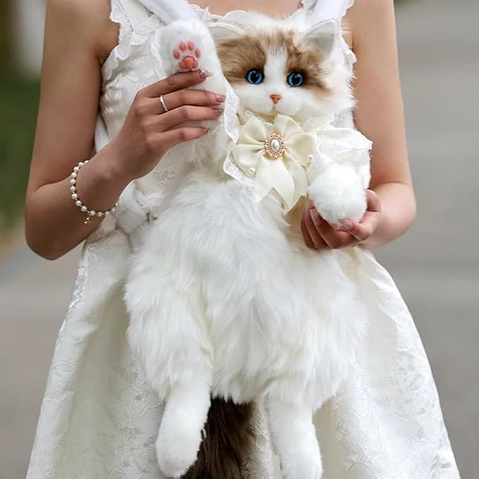 HOMERO Lifelike Stuffed Cat Shape Plush Travel Backpack