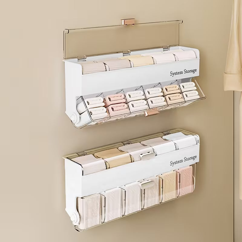 Wall Mounted Underwear and Socks Storage Organizer with Transparent Flip Lid