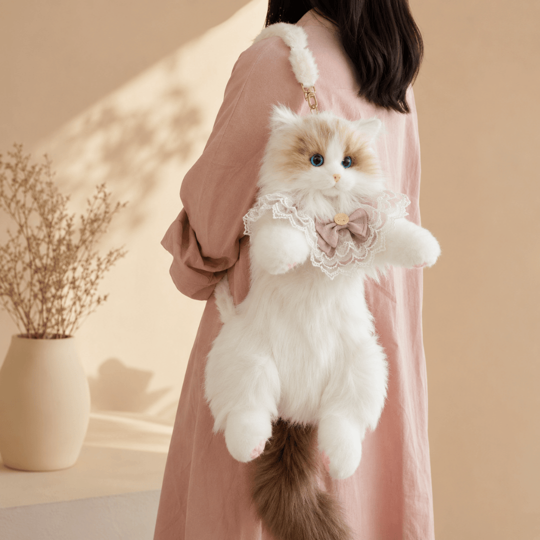 HOMERO Lifelike Stuffed Cat Shape Plush Travel Backpack