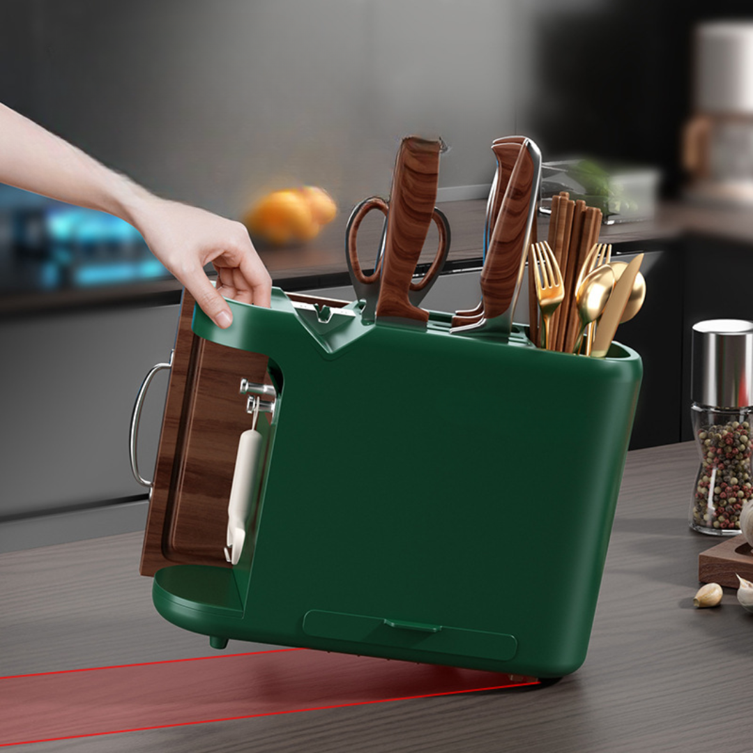 Multifunctional Kitchen Knife Holder with Chopping Board Organizer and Whetstone