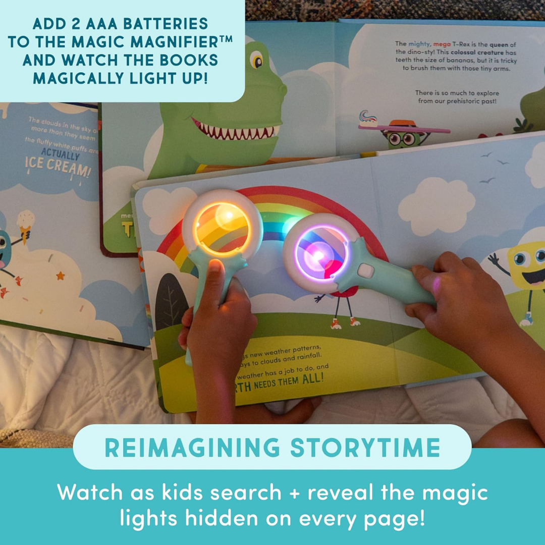 Homero Light-Up Kids Book Collection Interactive Learning Set with Magic Magnifier (3 Story Pack)