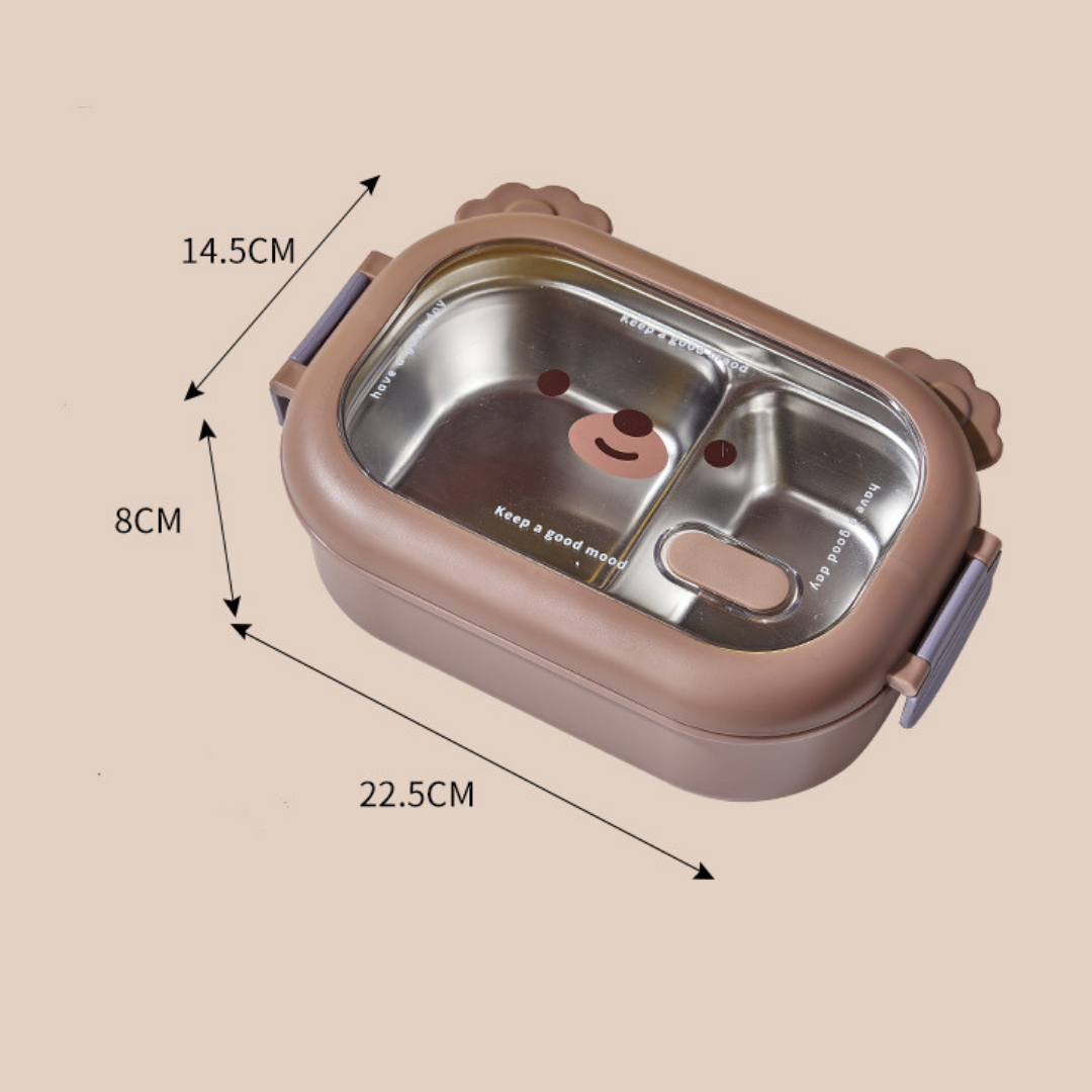 HOMERO Brown Bear Cartoon Stainless Steel Bento Lunch Box - 1000ml