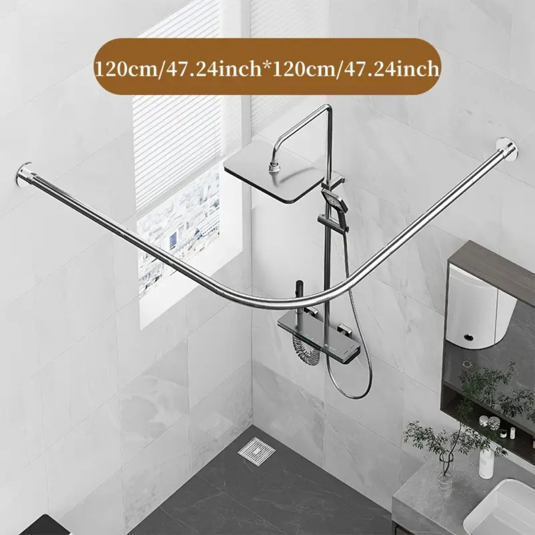 HOMERO Elegant L Shaped Adjustable Stainless Steel Corner Shower Curtain Rod