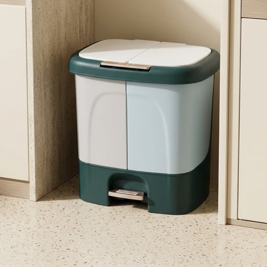 Dual Compartment Double Lid Waste Segregation Pedal Dustbin