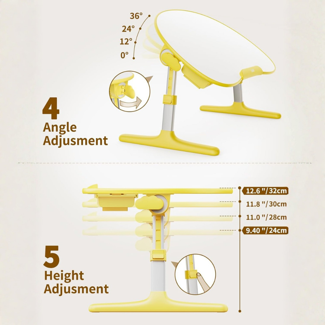 HOMERO Ergonomic Foldable Laptop Desk Adjustable Kids Study Table