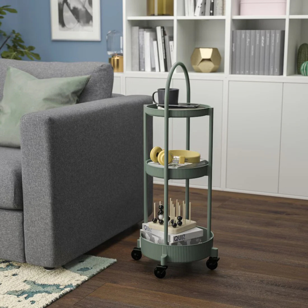 Homero Stylish 3-Tier Round Storage Trolley - 86cm